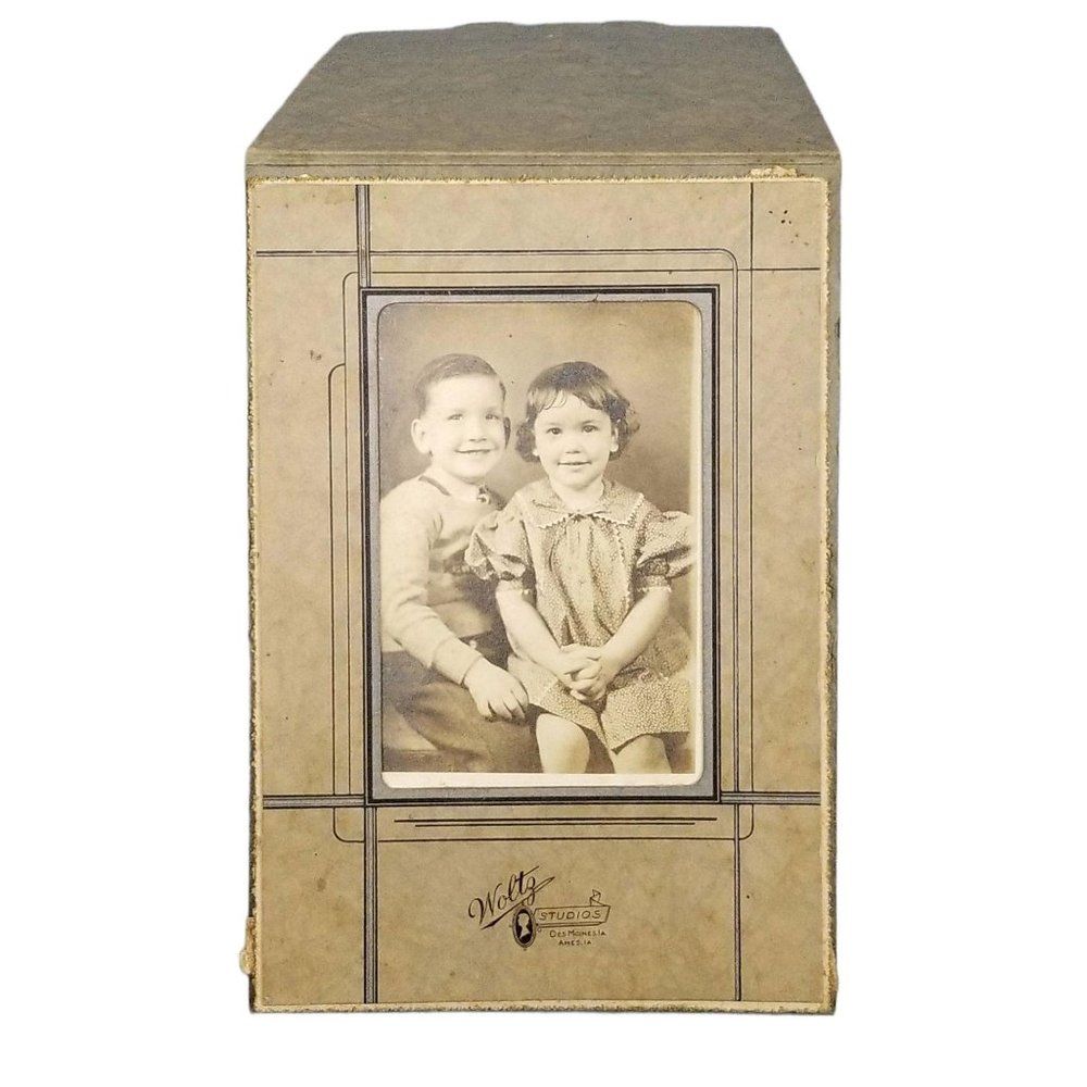 Vtg 40s Black White Photo Brother Sister Portrait